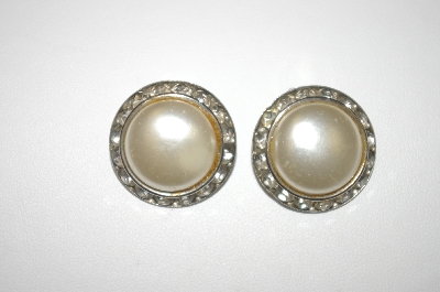 +MBA #25-052  Coro Silver Tone Faux Pearl Clip On Earrings