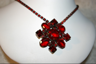 +MBA   "Red Crystal & Glass Necklace
