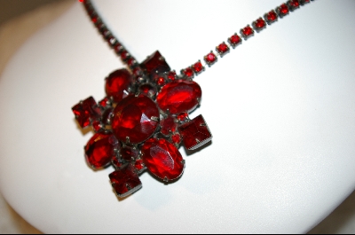 +MBA   "Red Crystal & Glass Necklace