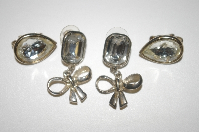 +MBA #25-042  "Lot Of (2) Pairs Clear Rhinestone Earrings
