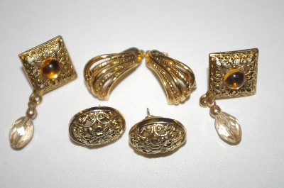 +MBA #25-061  "3 Pairs Gold Plated Earrings