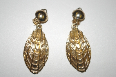 +MBA #25-012  Gold Plated Clip On Dangle Earrings