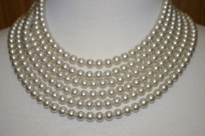 +MBA #25-101  "Made In Japan 6 Row 20" Faux Pearl Necklace