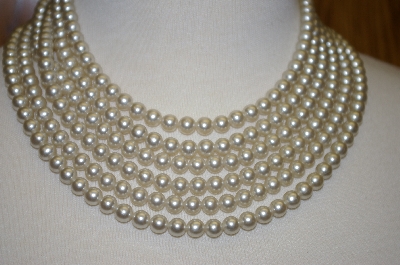 +MBA #25-101  "Made In Japan 6 Row 20" Faux Pearl Necklace