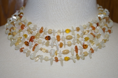 +MBA #25-105  Monet Shell & Gemstone 5 Row Necklace