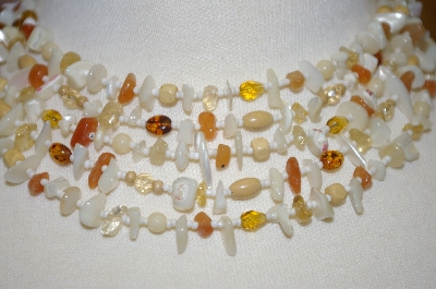 +MBA #25-105  Monet Shell & Gemstone 5 Row Necklace