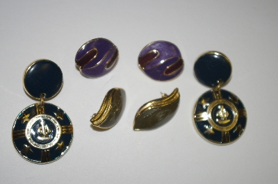 +MBA #25-071  3 Pairs Of Gold Toned Earrings