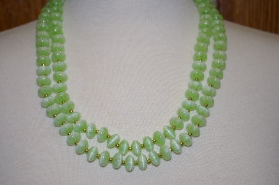 +MBA #S4-240  "Green Acrylic & 14K Plated bead Necklace