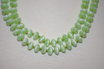 +MBA #S4-240  "Green Acrylic & 14K Plated bead Necklace