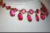 +MBA   "25 Stone Pink Glass Bezel Set Necklace