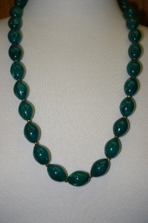 +MBA #S4-250  Vintage Dark Green Acrylic Bead Necklace