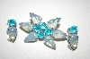 +MBA #24-280   "Vintage Blue Glass Pin & Matching Clip On Earrings