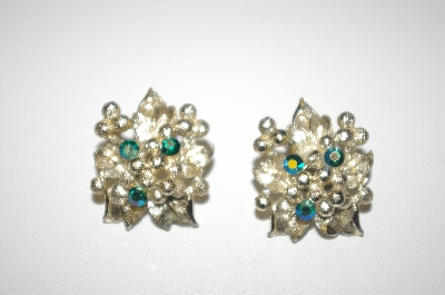 +MBA #S4-310  "Silver Tone AB Crystal Clip On Earrings