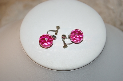 +MBA  "Pink Glass Ball Screw On Earrings