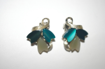 +MBA #S4-316   3 Shades Of Thermoplastic  Flower Clip Style Earrings