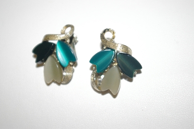+MBA #S4-316   3 Shades Of Thermoplastic  Flower Clip Style Earrings