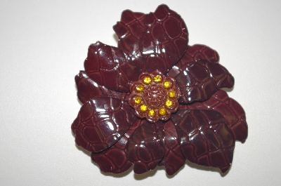**Set Of Two Large Enameled Flower Pins