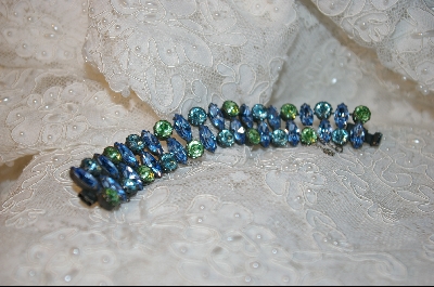 +  Peridot Green & Light Blue Crystal Bracelet