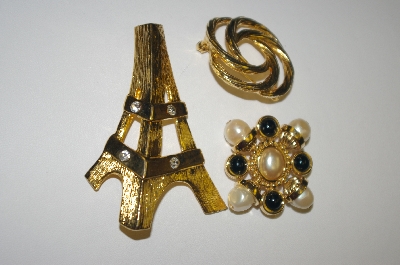 **Set Of Three Gold Plated Pins