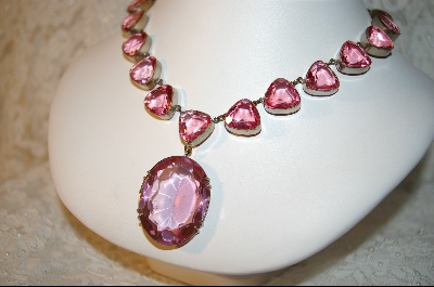 +MBA   "Beautiful 21 Stone Pink Glass Necklace