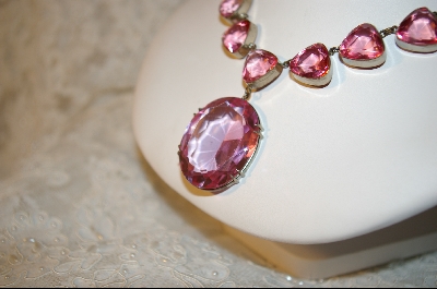 +MBA   "Beautiful 21 Stone Pink Glass Necklace