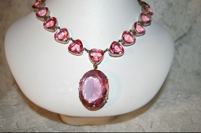 +MBA   "Beautiful 21 Stone Pink Glass Necklace