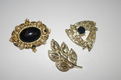 **MBA #S4-176   Set Of 3 Gold Plated Pins
