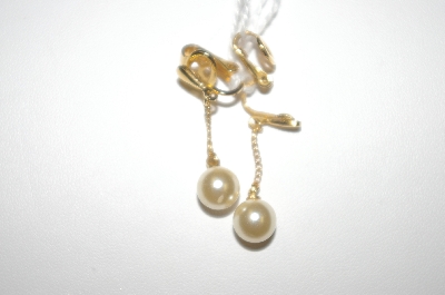 +MBA #S4-228  "Tafari Gold Tone Faux Pearl Dangle Earrings