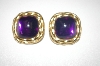 +MBA #54-078  "Tafari Purple Cabachon Clip Style Earrings