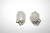 +MBA #S4-142  Coro White Acrylic & Clear Crystal Clip Style Earrings