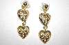 +MBA #S4-151  "Gold Plated Open Heart Dangle Pierced Earrings