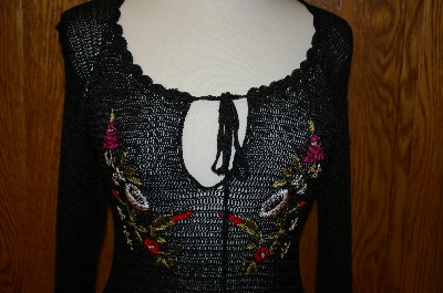 +MBA #25-161  "New Port News Black Crochet Embroidered Sweater