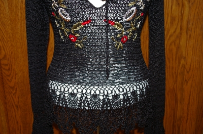 +MBA #25-161  "New Port News Black Crochet Embroidered Sweater