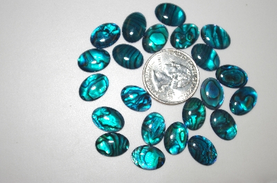 +MBA #23-079   "Set Of 23 Blue/Green Cut & Polished Paua Shell Cabochons