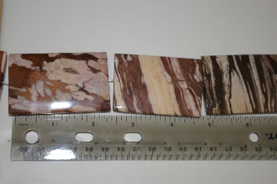 +MBA #23-022   "Set Of 7 Hand Cut & Polished Large Square Bronze Zebra Jasper Beads
