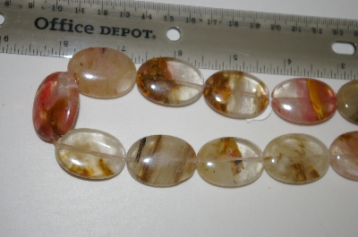 +MBA #23-039  16" Strand Of Ovel Cut Agate Beads