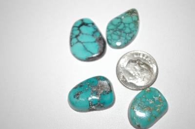 +MBA #20-522   4 Fancy Cut & Polished Blue Green Turquoise Stones