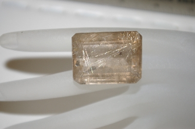 +MBA #23-145   "Emerald Cut & Faceted Rutilated Quartz Gemstone