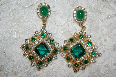 +MBA   "Large Green Crystal Earrings