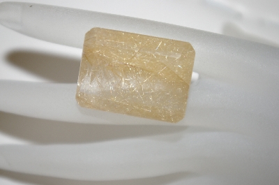 +MBA #23-185   "Golden Emerald Cut Rutilated Quartz Gemstone