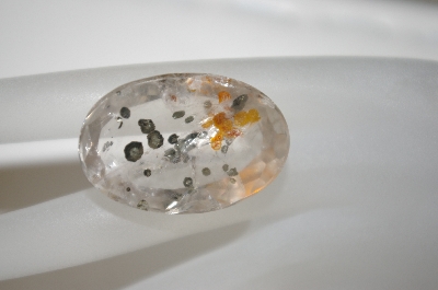 +MBA #23-165   "Fancy Oval Cut Pyrite In Clear Quartz Gemstone