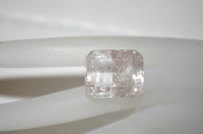 +MBA #23-223    "Emarald Cut Half Clear & Half Rutilated Quartz Stone