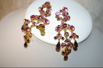 +MBA  "Pink & Purple Crystal Dangle Earrings