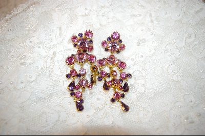 +MBA  "Pink & Purple Crystal Dangle Earrings