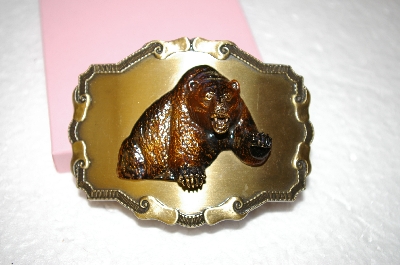 +MBA #17-038  Raintree Hand Enameled Grizzly Bear Belt Buckle