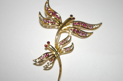 +MBA #23-588  Designer Gold Plated Double Dragonfly Pin
