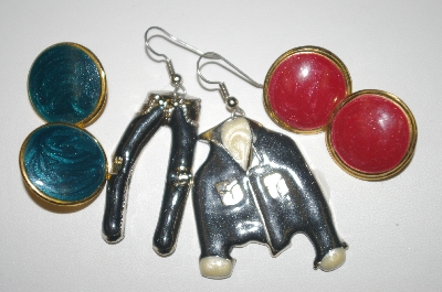 +MBA #23-551  3 Pairs Enameled Pierced Earrings