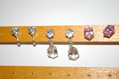 +MBA #23-536  3 Pairs Sterling & Gold Plated CZ Earrings