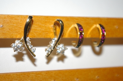 +MBA #23-567  2 Pairs Gold Plated Pierced Earrings