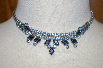 +MBA #23-301  Vintage Two Tone Blue Rhinestone Chocker